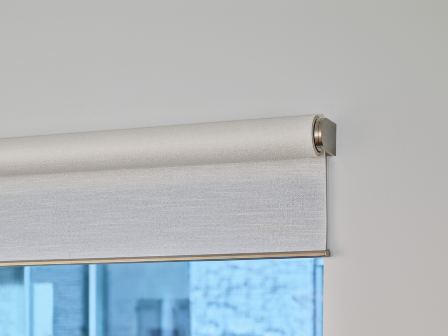 close-up shot of a Lutron roller shade